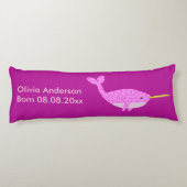  Roze Baby Girl Narwhal Aangepaste geboorte Lichaamskussen (Achterkant)