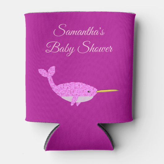  Roze Baby Girl Narwhal Baby shower Aangepast Blikjeskoeler (Voorkant)