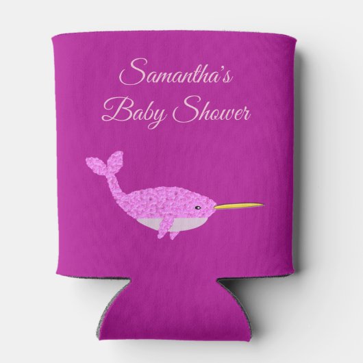  Roze Baby Girl Narwhal Baby shower Aangepast Blikjeskoeler (Achterkant)