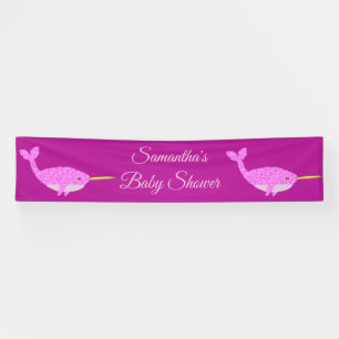 Roze Baby Girl Narwhal Baby shower Aangepast Spandoek