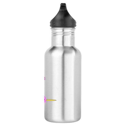 Roze Baby Girl Narwhal Eigen naam Waterfles (Rechts)