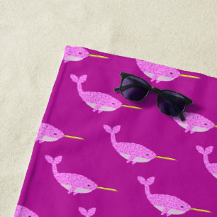 Roze Baby Girl Narwhal gevlekt Strandlaken