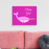 Roze Baby Girl Narwhal Nursery Room Custom Canvas Afdruk (Insitu (Woonkamer))