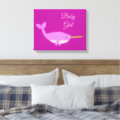 Roze Baby Girl Narwhal Nursery Room Custom Canvas Afdruk (Insitu (Slaapkamer))