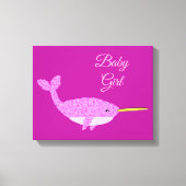  Roze Baby Girl Narwhal Nursery Room Custom Canvas Afdruk (Voorkant)