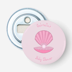 Roze Baby Girl Oyster shell en Pearl Baby shower Button Flesopener