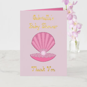 Roze Baby Girl Oyster shell en Pearl Baby shower Folie Wenskaart