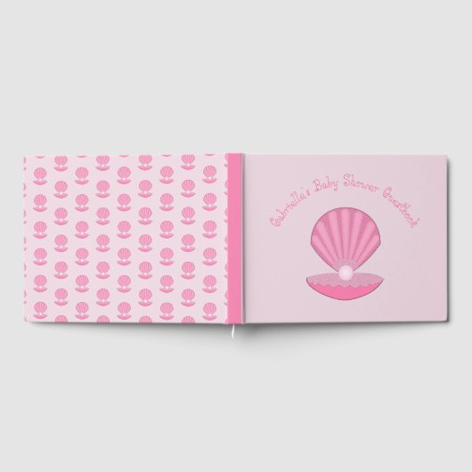Roze Baby Girl Oyster shell en Pearl Baby shower Gastenboek (Volledig)