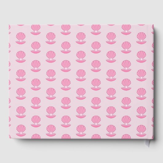 Roze Baby Girl Oyster shell en Pearl Baby shower Gastenboek (Achterkant)