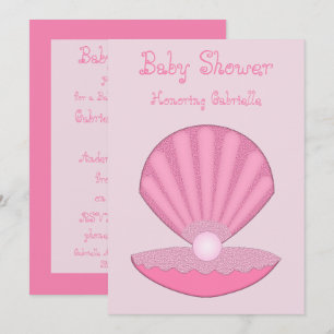 Roze Baby Girl Oyster shell en Pearl Baby shower Kaart