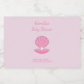 Roze Baby Girl Oyster shell en Pearl Baby shower Likeurfles Etiket (Enkel label)