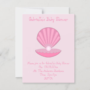 Roze Baby Girl Oyster shell en Pearl Baby shower Magnetische Uitnodiging