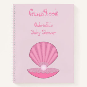 Roze Baby Girl Oyster shell en Pearl Baby shower Notitieboek