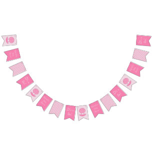 Roze Baby Girl Oyster shell en Pearl Baby shower Vlaggetjes
