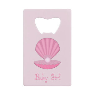 Roze Baby Girl Oyster shell en Pearl Dad to Be Creditkaart Flessenopener