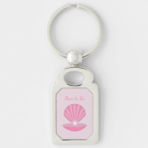 Roze Baby Girl Oyster shell en Pearl Mom to Be Sleutelhanger