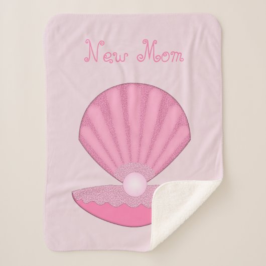 Roze Baby Girl Oyster shell en Pearl New Mom Sherpa Deken (Voorkant)
