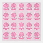 Roze Baby Girl Oyster shell en Pearl Patterned Behang (Voorkant)