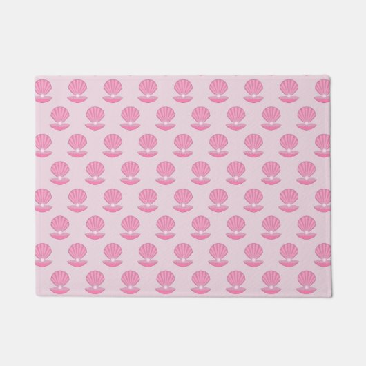 Roze Baby Girl Oyster shell en Pearl Patterned Deurmat (Voorkant)
