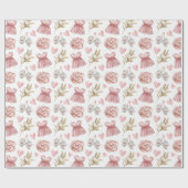Roze Baby Girl Patroon Cadeaupapier (Vlak)