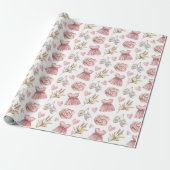 Roze Baby Girl Patroon Cadeaupapier (Uitgerold)