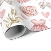 Roze Baby Girl Patroon Cadeaupapier (Rol Hoek)