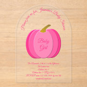  Roze Baby Girl Pumpkin Aangepast Baby shower Acryl Uitnodigingen (Voorkant)