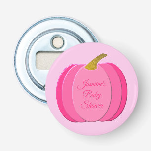 Roze Baby Girl Pumpkin Aangepast Baby shower Button Flesopener
