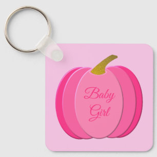 Roze Baby Girl Pumpkin Aangepast Baby shower Sleutelhanger