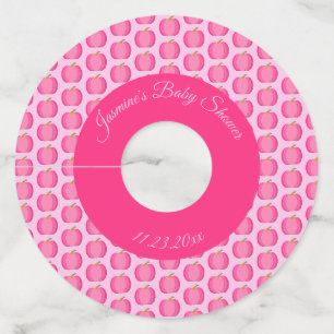 Roze Baby Girl Pumpkin Aangepast Baby shower Wijnglaslabel