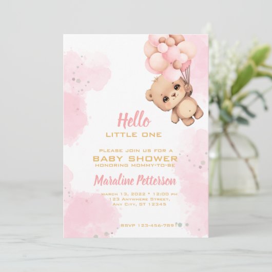 Roze Baby Girl Shower Feestdagenkaart (Staand voorkant)