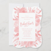 Roze Baby Girl Shower Invitation Floral Waterverf Kaart (Voorkant)