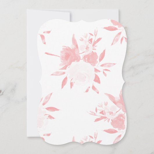 Roze Baby Girl Shower Invitation Floral Waterverf Kaart (Achterkant)