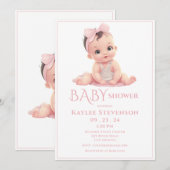 Roze Baby Girl Shower Kaart (Voorkant / Achterkant)