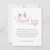 roze baby girl shower wilde bloemen bedankkaartjes bedankkaart (Voorkant)