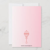 Roze Baby Girl Stork Baby shower Uitnodiging (Achterkant)