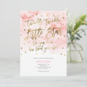 Roze, Baby Girl, Twinkle, kleine sterren, Baby sho Kaart (Staand voorkant)