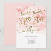 Roze, Baby Girl, Twinkle, kleine sterren, Baby sho Kaart (Voorkant / Achterkant)