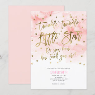 Roze, Baby Girl, Twinkle, kleine sterren, Baby sho Kaart