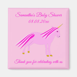 Roze Baby Girl Unicorn Aangepast Baby shower Magneet