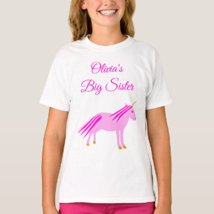  Roze Baby Girl Unicorn Aangepast groot zuster T-shirt