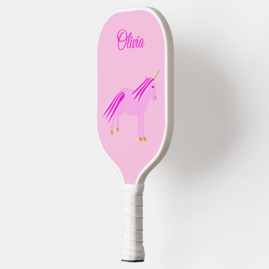Roze Baby Girl Unicorn Aangepaste naam Pickleball Paddle (Links)
