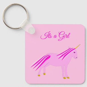 Roze Baby Girl Unicorn Custom Dad to be Sleutelhanger