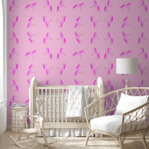  Roze Baby Girl Unicorn gepatterd Behang