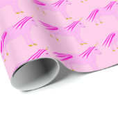 Roze Baby Girl Unicorn gepatterd Cadeaupapier (Rol Hoek)
