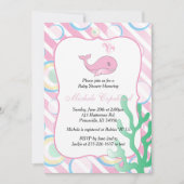 Roze Baby Girl Whale Baby shower Kaart (Voorkant)