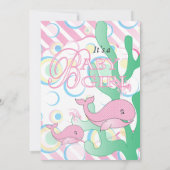 Roze Baby Girl Whale Baby shower Kaart (Achterkant)