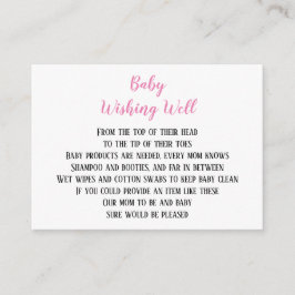 Roze baby Girl Wishing Well Baby shower Mini Kaart