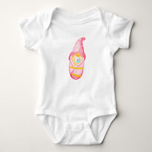 Roze baby Gnome Meisje Waterverf Romper (Voorkant)