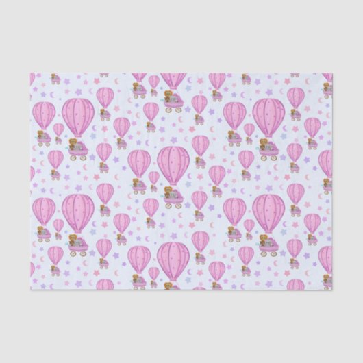 Roze Baby Heet Lucht Ballonnen Tissuepapier (Voorkant)